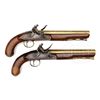 Image 1 : PAIR OF A. W. SPIES BRASS BARRELED AND MOUNTED NAVAL OFFICERS PISTOLS.