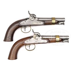 PAIR OF MODEL 1842 BOX LOCK NAVY PISTOLS.