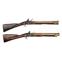 TWO ENGLISH FLINTLOCK BLUNDER BUSS.