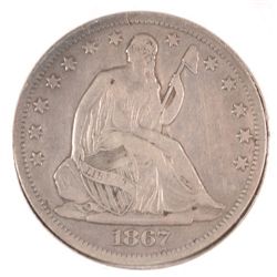 1867-S SEATED HALF DOLLAR XF+