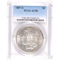 1887-S MORGAN DOLLAR PCGS AU 58