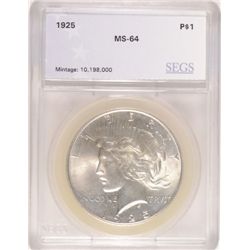 1925 PEACE DOLLAR SEGS MS64