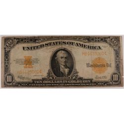 1922 $10 GOLD CERTIFICATE VG