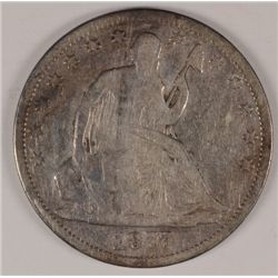 1877-CC SEATED HALF DOLLAR, VG  RARE  "CC" MINT MARK