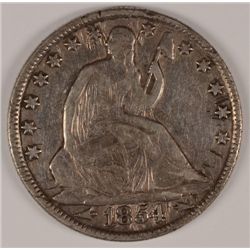 1854-O SEATED HALF DOLLAR, XF,  NICKS ON OBVERSE