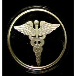 HONORING THE MEDICAL PROFESSION, CADUCEUS SYMBOL ON A ONE OUNCE .999 ROUND