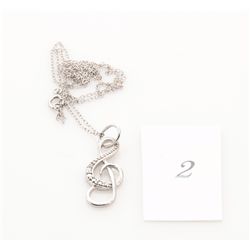 Sterling Silver Musical Note Necklace set wih