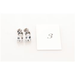 White Topaz& Diamond 925 Silver Earrings