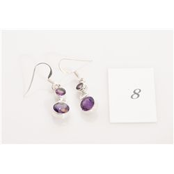 .925 Silver Amethyst French hook Earrings