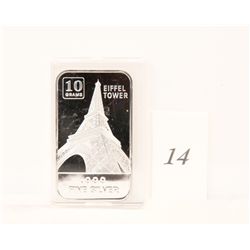 .999 Soid Silver Eiffel Tower Art Bar *NO SHIPPING AVAILABLE*