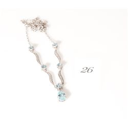 Blue Topaz Sterling Silver Necklace With Diamond