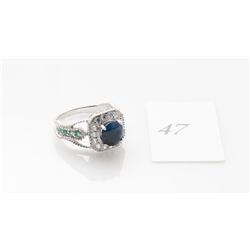 New genuine sapphire sterling silver size 8 1/2