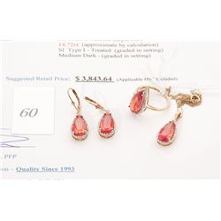 10k gold 14.72carat topaz ring pendant  earring