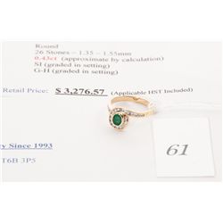 18k gold 0.77carat custom made emerald and diamond