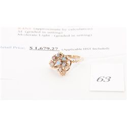 14k gold 0.43carat custom made opal butterfly ring