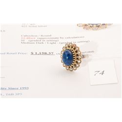925 solid silver 11.48carat custom made lapis and