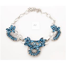 Costume jeweled blue and clear stone necklace