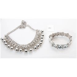 Ladies costume jewelry set; necklace and bracelet