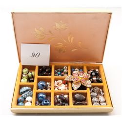 Box of jewelery making polished beads and stones