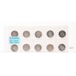 10 canadian 50 cent coins 1968-2002 *NO SHIPPING AVAILABLE*