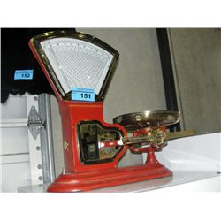 Early 1900s general store weigh scale -red with