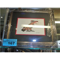 Framed west coast native print titled raven