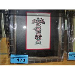 Framed west coast native print titled totem by