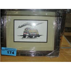 Framed west coast native print titled wolverine