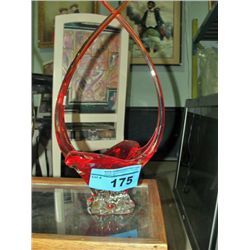 Vintage 1970s chalet art glass bowl - red