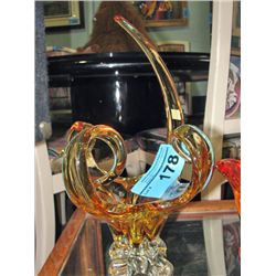 Vintage 1970s chalet art glass bowl - yellow