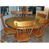Image 1 : Solid oak single pedastol dining table with one