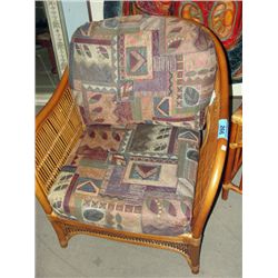Wicker rattan sunroom / patio upholstered chair