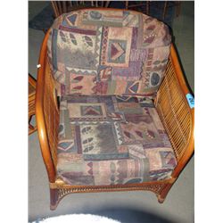 Wicker rattan sunroom / patio upholstered chair