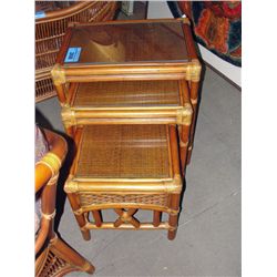 3pc wicker rattan sunroom / patio glasstop nesting