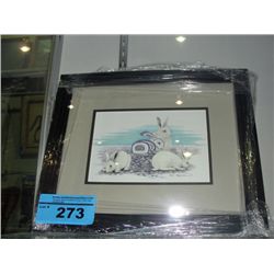 Framed west coast native print titled snow shoe