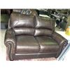 Image 2 : 3pc chocolate brown leather sofa loveseat and