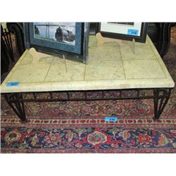 Faux stone top with metal base coffee table