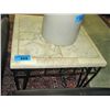 Image 1 : Faux stone top wtih metal base end table