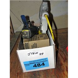 One box with 5 staplers and one box of various
