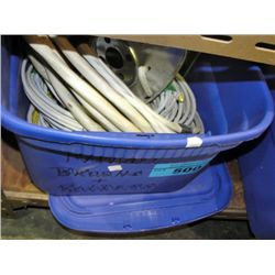 One blue rubbermaid container of electrical wirin