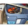 Image 1 : BLue plastic tote of tools hardware and misc