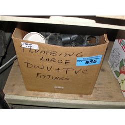 Box containing 13 plastic containers of plumbing