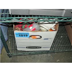 Box of assorted glasswares and decorative house