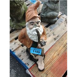 Cement garden gnome yard ornament