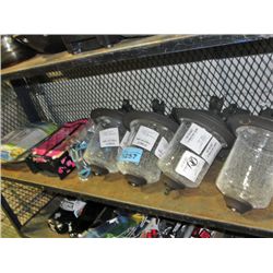Shelf lot ofmisc; barbie box, out door lights