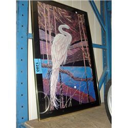 Framed white stork print