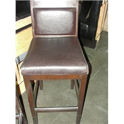 Brown leather padded bar stool