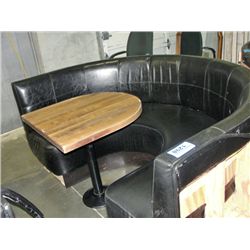 Black leather padded booth seat complete with