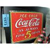 Image 1 : Framed tin coca cola advertisment sign