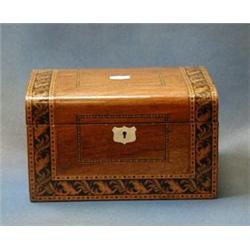 A Victorian walnutwood box with hinged lid and Tunbridgeware banding 11  ILLUSTRATED   £100-150...